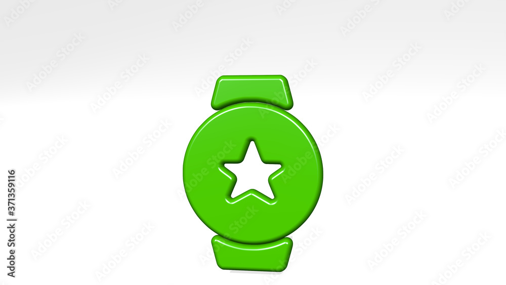 SMART WATCH CIRCLE STAR 3D icon casting shadow - 3D illustration for phone and business SMART WATCH CIRCLE STAR 3D icon casting shadow - 3D illustration for phone and business