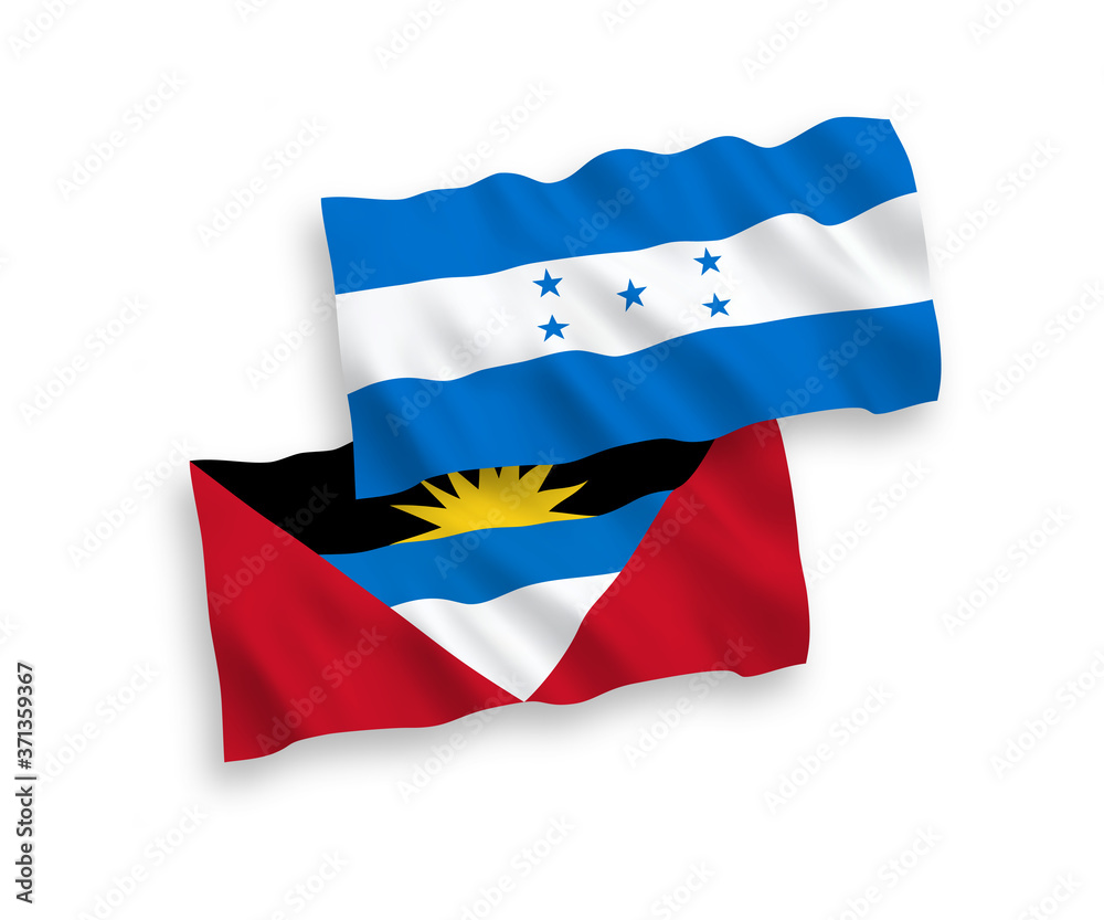 Flags of Antigua and Barbuda and Honduras on a white background Flags of Antigua and Barbuda and Honduras on a white background