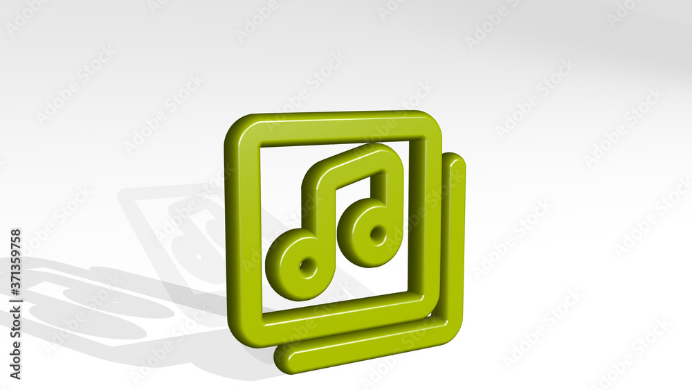 playlist album 3D icon casting shadow - 3D illustration for music and button playlist album 3D icon casting shadow - 3D illustration for music and button