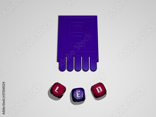 LED text around the 3D icon - 3D illustration for background and light photo