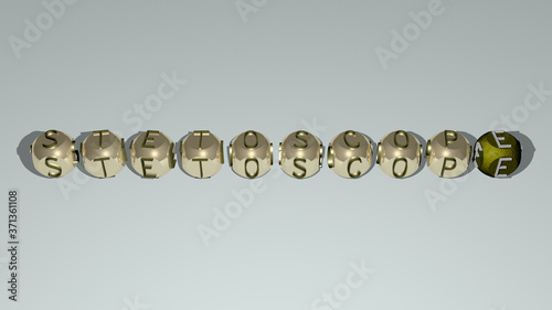 stetoscope text by cubic dice letters - 3D illustration