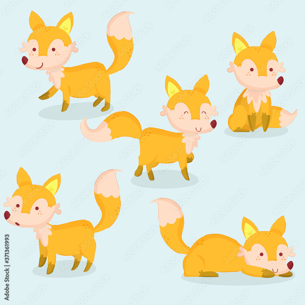 Fototapeta fox hand drawn collection flat design (5)