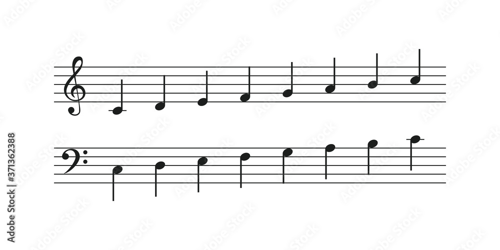 Music material with musical notes interspersed Music material with musical notes interspersed