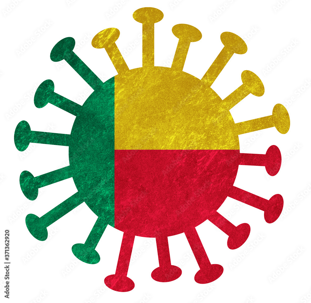 The national flag of Benin with corona virus or bacteria The national flag of Benin with corona virus or bacteria