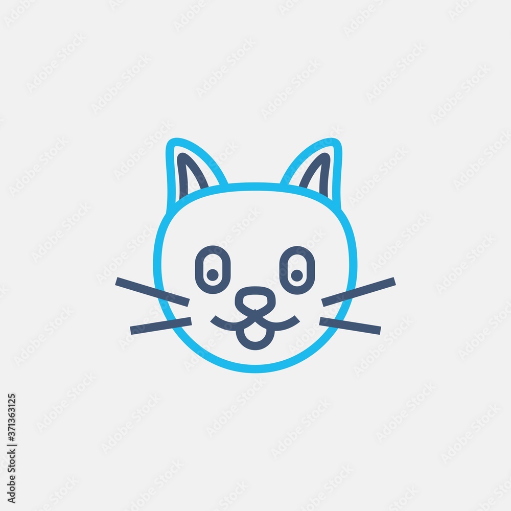 .cat icon, simple infographic element, in line bicolor style from Pet-vet set, for web and UI design