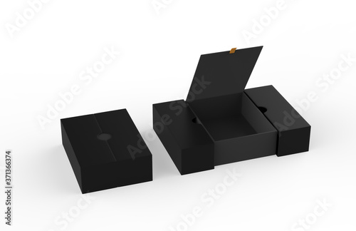 Fotografie Blank hard cardboard box mock up template, 3d illustration.