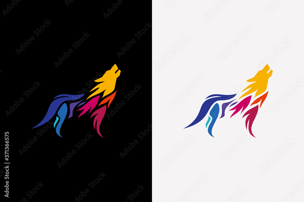 Obraz premium wolf colorful logo design vector