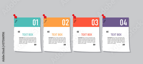 Text box design with note papers.	