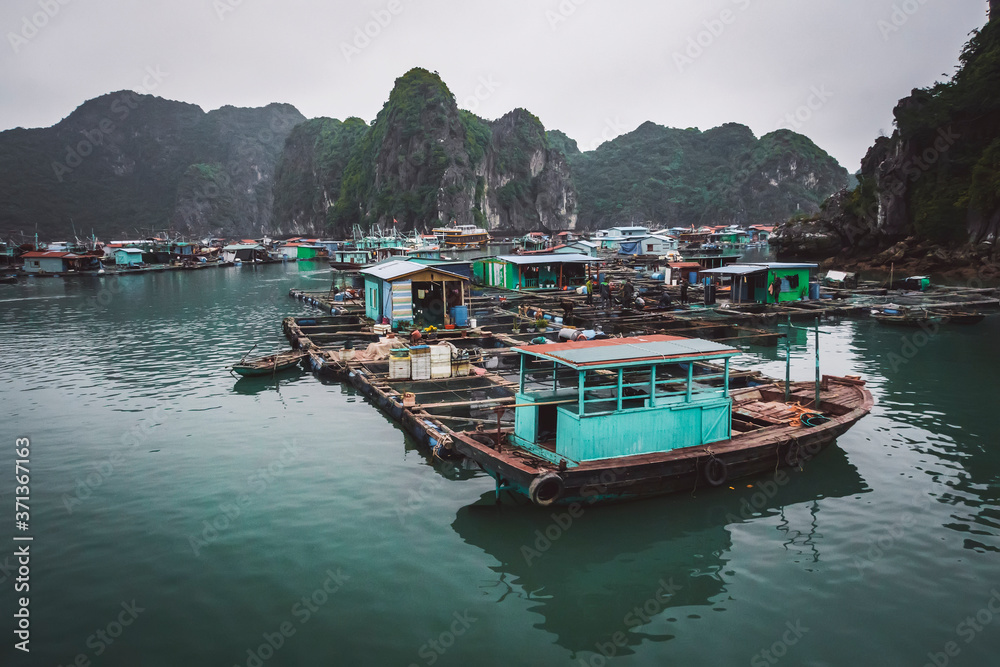 Φωτογραφία a floating fisherman's village in ha long bay, northern vietnam