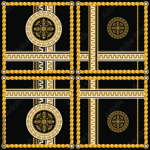 seamless pattern with gold ornaments