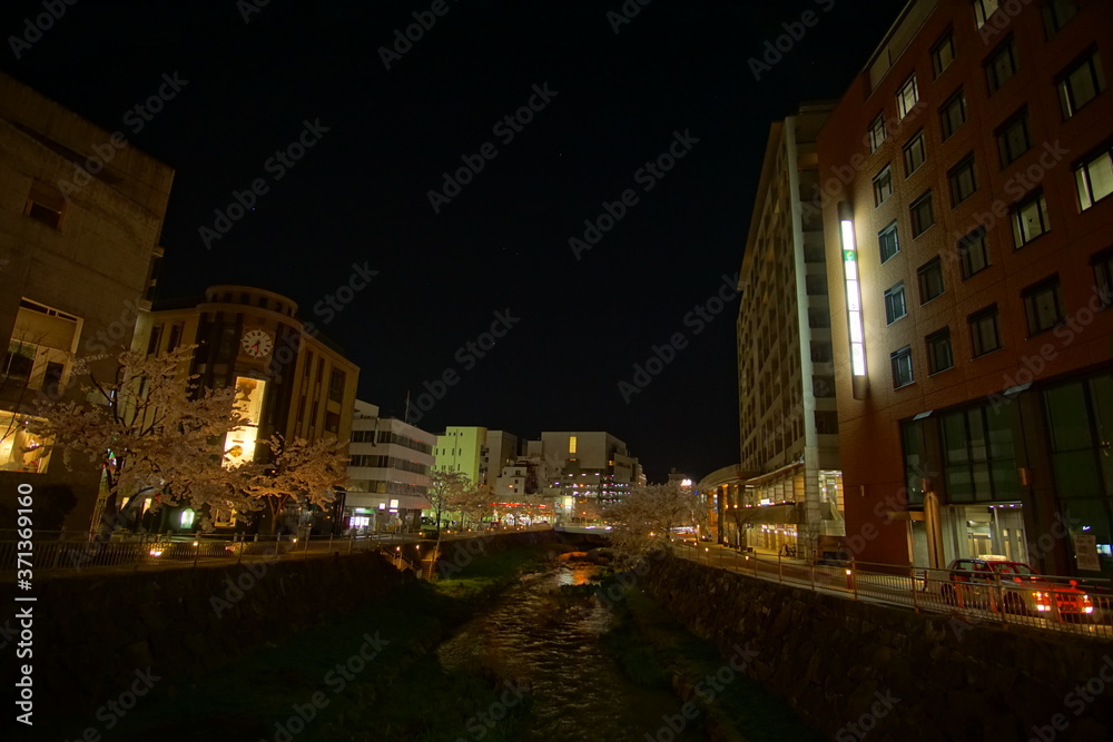 A night street at the city. Matsumoto, Nagano / Japan