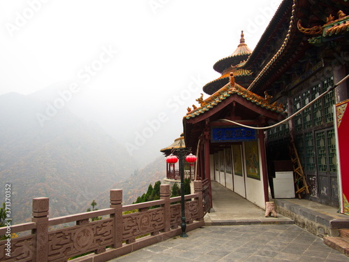 Mianshan Mountain the World Heritage Site, Many of Ancient Hanging Taoist Temples and caves. Pingyao Ancient City, Shanxi Province, China. 18th October 2018.