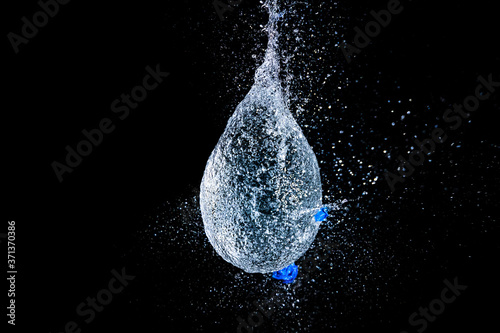 The moment of the water balloon explosion