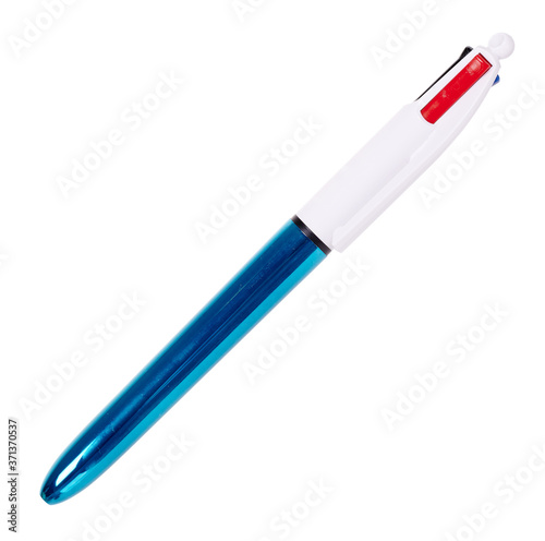 Glossy ballpoint pen, isolated on white background. photo