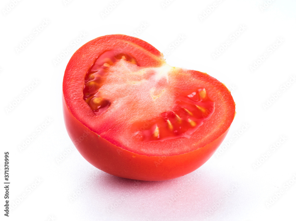 Sliced of red tomatoes on white background Sliced of red tomatoes on white background