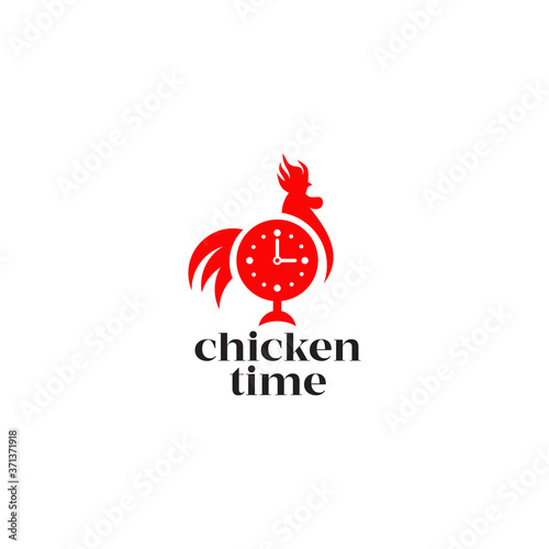 Chicken restaurant with using clock and hen icon