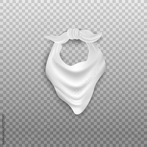 White bandana or cowboy scarf realistic vector mockup illustration isolated.