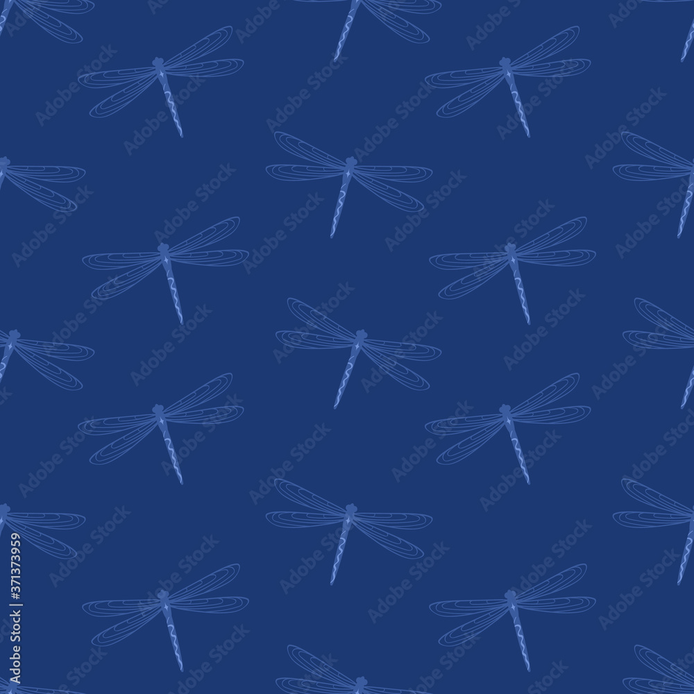 Dark blue dragonfly seamless pattern. Vector illustration. Dark blue dragonfly seamless pattern. Vector illustration.