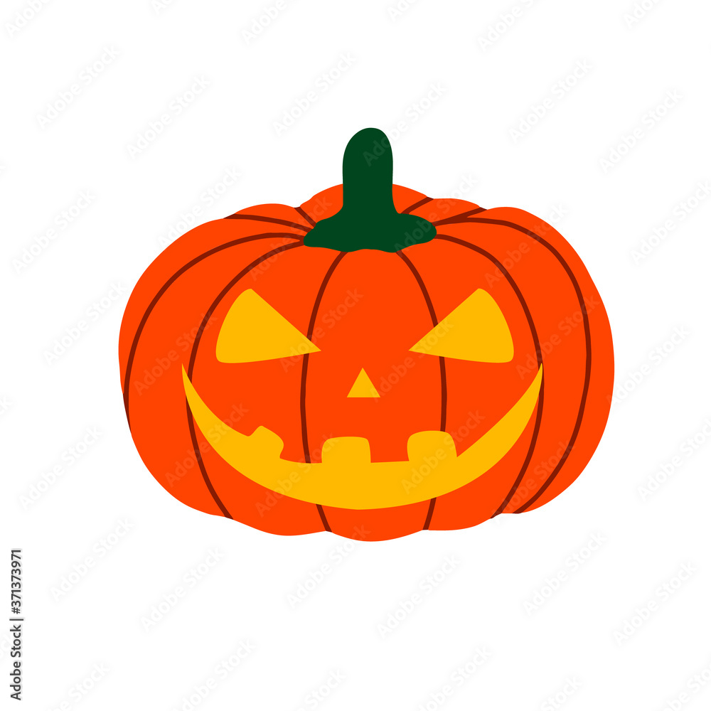 Evil pumpkin for Halloween. Creepy scary pumpkin lantern is a design element for Halloween. Vector flat illustrations Evil pumpkin for Halloween. Creepy scary pumpkin lantern is a design element for Halloween. Vector flat illustrations