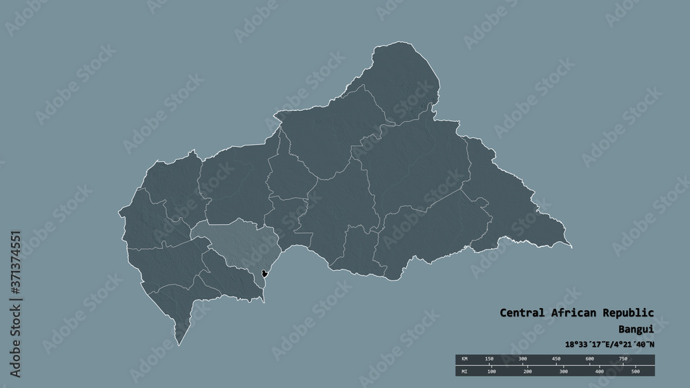 Location of Ombella-M'Poko, prefecture of Central African Republic,. Administrative
