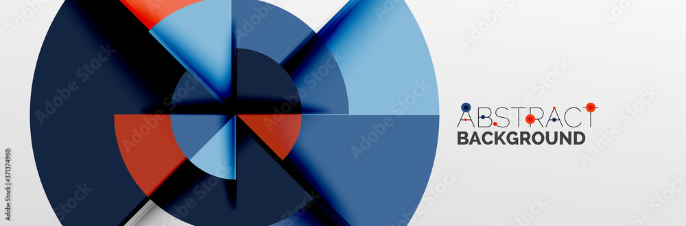 Bright color circles, abstract round shapes and triangles composition with shadow effects. Vector modern geometric design template Bright color circles, abstract round shapes and triangles composition with shadow effects. Vector modern geometric design template