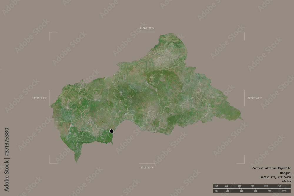 Regional division of Central African Republic. Satellite