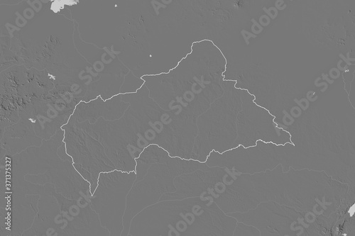 Central African Republic outlined. Bilevel