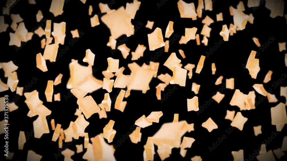 Flying many plain bread slices on black background. Foodstuff, Food and ...
