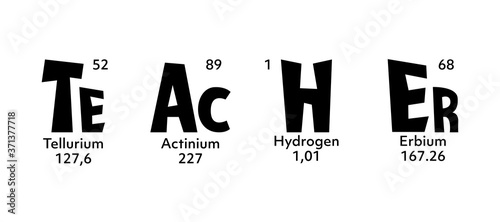 Teacher Periodic Table of elements Quote for School, College,University, back to school, first day at school, graduation gift. Inspirational quotation is Teacher, for science, biology, chemistry tutor