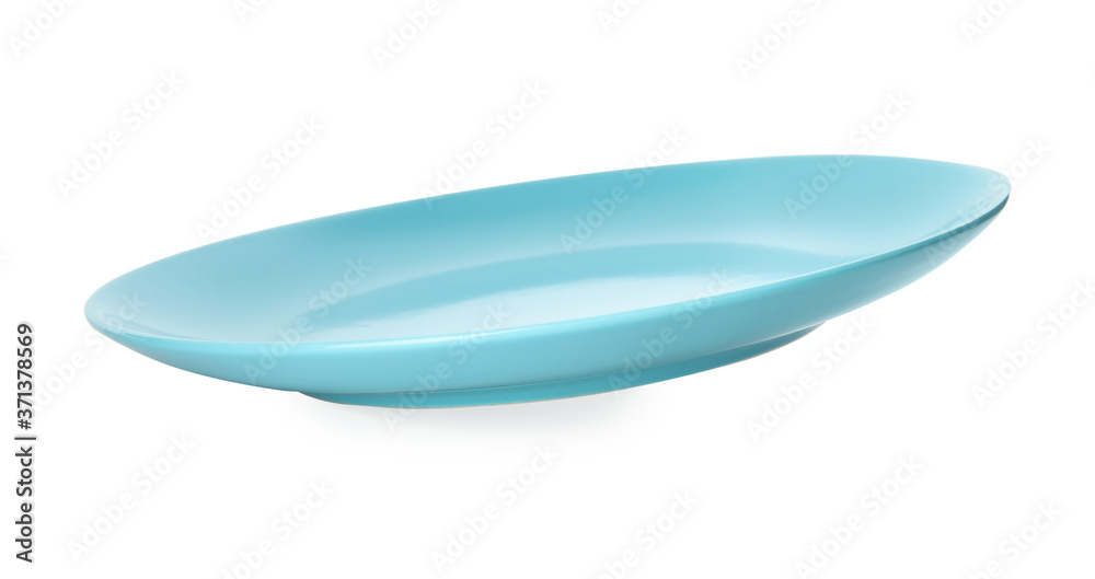 Empty light blue plate isolated on white Empty light blue plate isolated on white