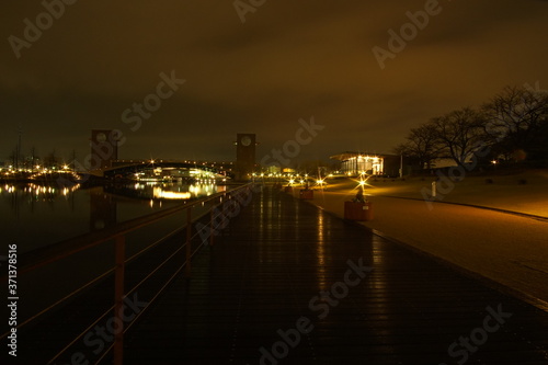 Beautiful night landscape of the park in Toyama  Japan  Kansui-park 