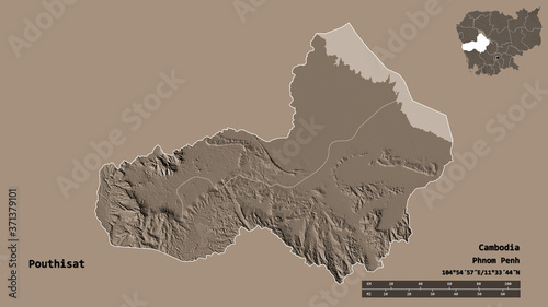 Fényképezés Pouthisat, province of Cambodia, zoomed. Administrative
