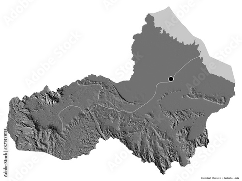 Pouthisat, province of Cambodia, on white. Bilevel photo
