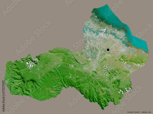 Pouthisat, province of Cambodia, on solid. Satellite photo