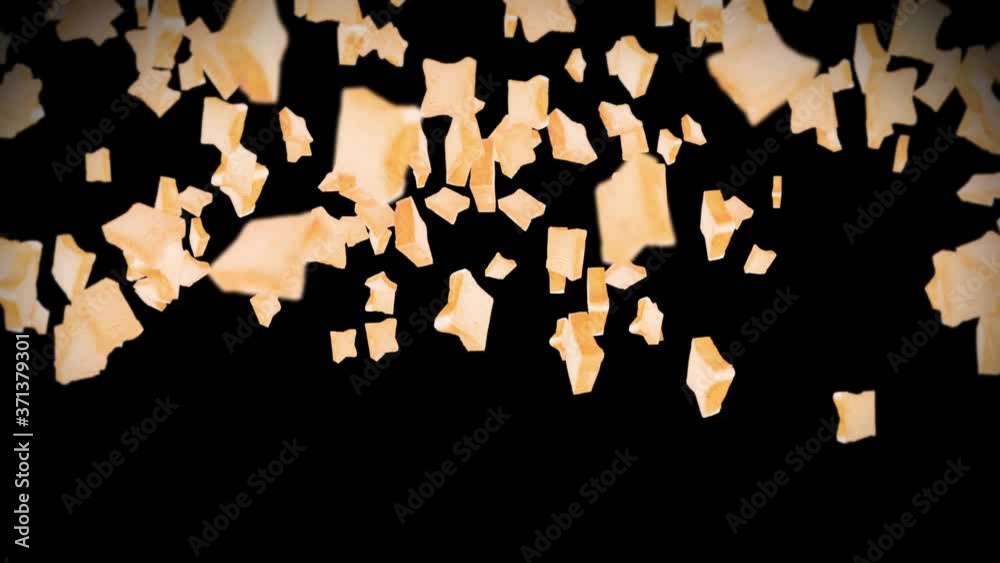 Flying many plain bread slices on black background. Foodstuff, Food and ...