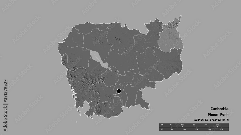 Obraz premium Location of Rôtânôkiri, province of Cambodia,. Bilevel