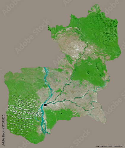 Stœng Trêng, province of Cambodia, on solid. Satellite photo