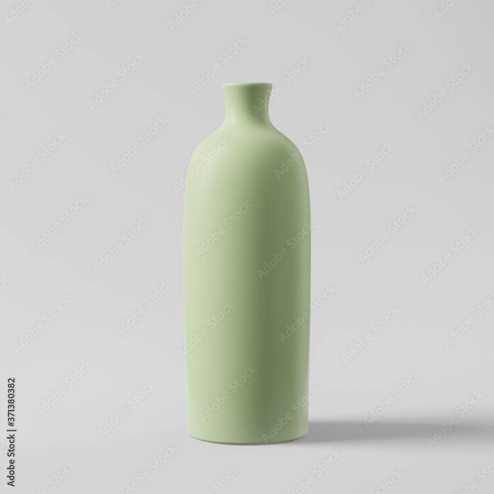 3D illustration rendering- pastel green ceramic vase with a white background 3D illustration rendering- pastel green ceramic vase with a white background