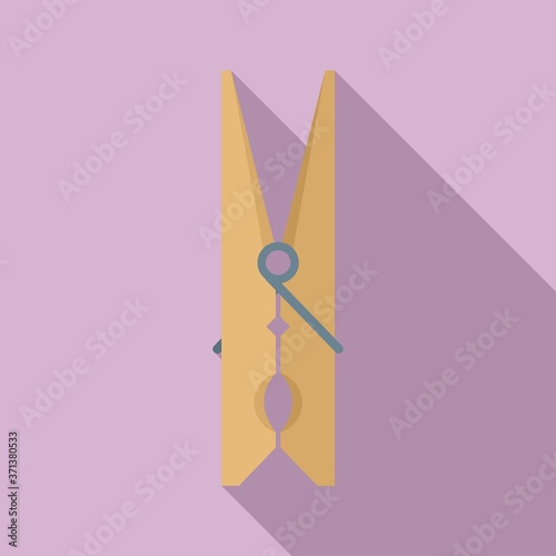 Wood clothes pin icon. Flat illustration of wood clothes pin vector icon for web design
