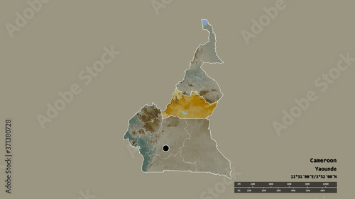 Location of Adamaoua, region of Cameroon,. Relief photo