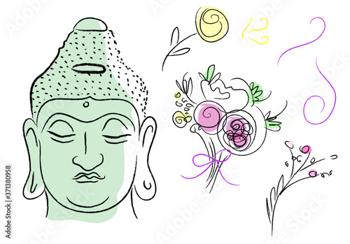 Motifs elements bouddha zen floral