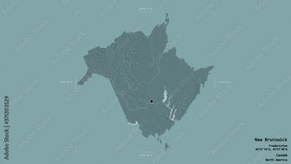 New Brunswick - Canada. Bounding box. Administrative New Brunswick - Canada. Bounding box. Administrative