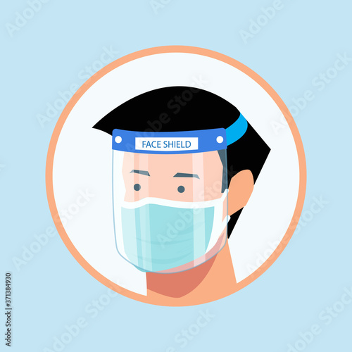 Medical face mask or shield. Protective measures for flu. Virus outbreak prevention, illustration, isolated on white background - Vector
