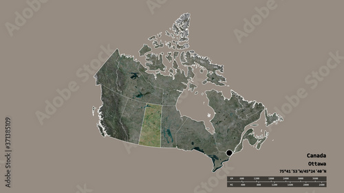 Canvas Print Location of Saskatchewan, province of Canada,. Satellite