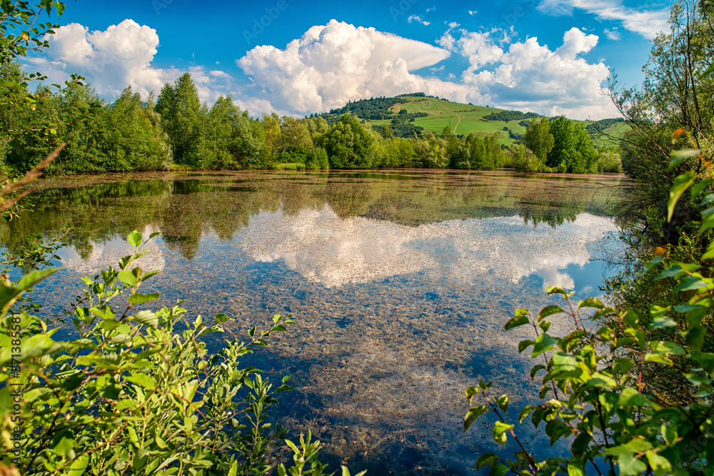 Fototapeta premium Reflection of clouds on water surface