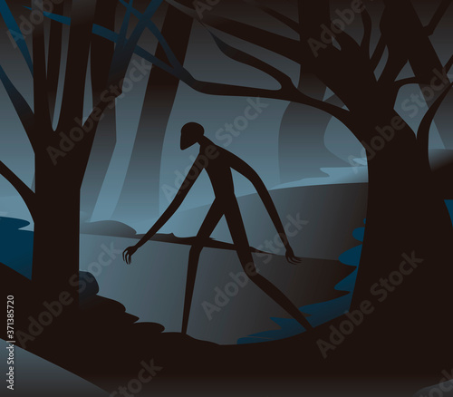 evil tall creepy monster in the forest