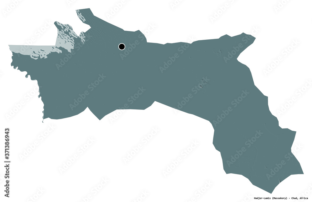 Fototapeta premium Hadjer-Lamis, region of Chad, on white. Administrative