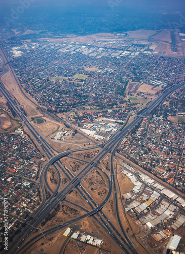 Aerial view of road intersection in Queensland, Australia
