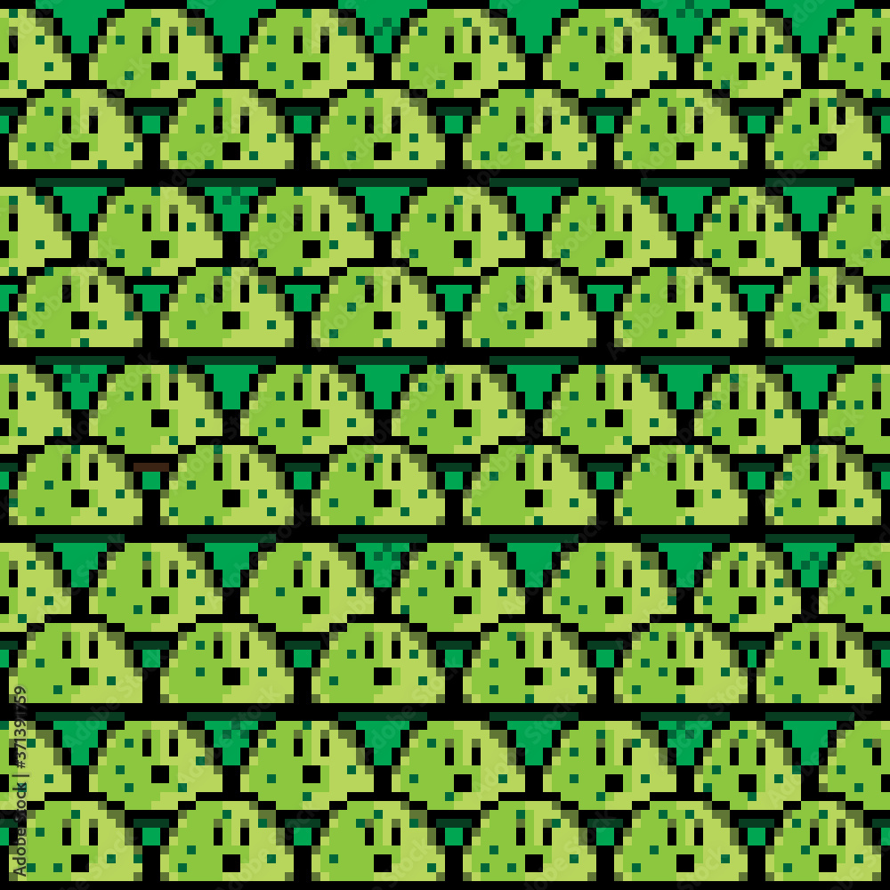 Fototapeta premium Seamless green worm background. Vector pixel art.