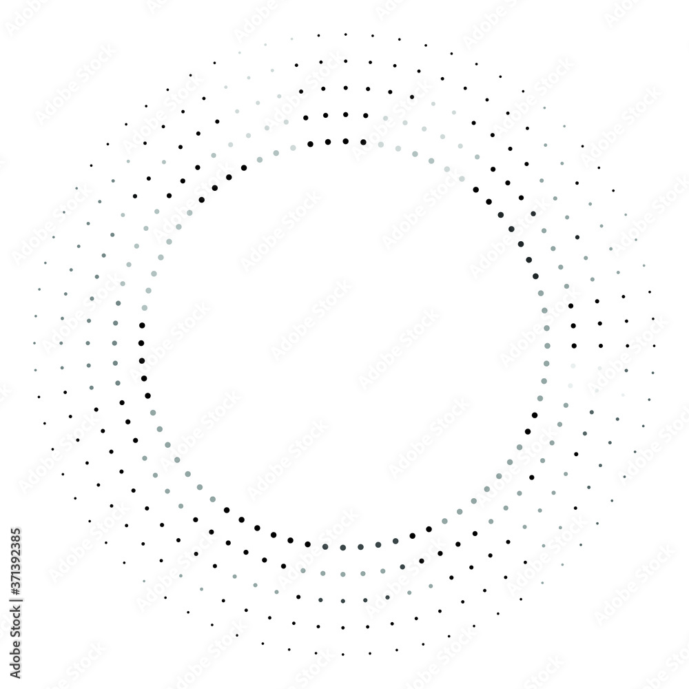 Radial halftone dots in Circle Form for comic books . fireworks Explosion background . Vector Illustration . Starburst
 round Logo . Circular Design element . Abstract Geometric star rays . Sunburst .